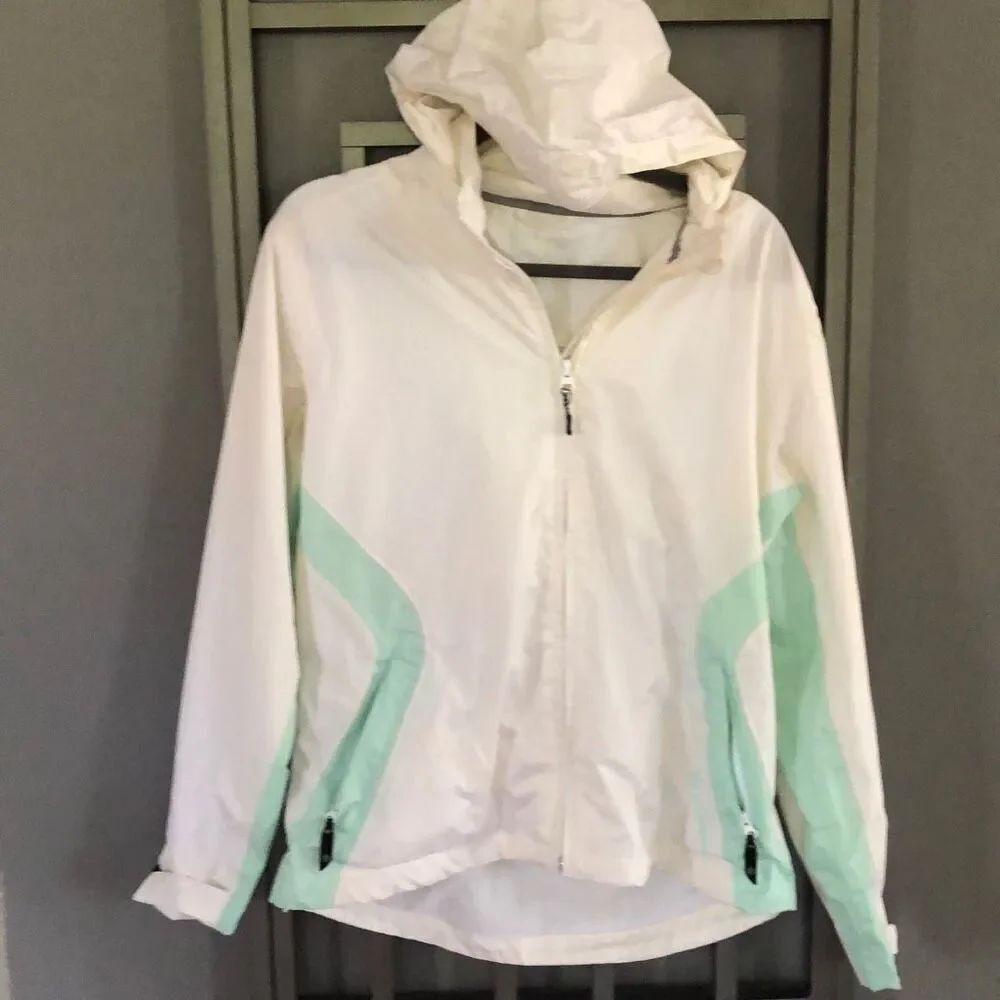 Sunice Lightweight nylon jacket with hood mint green white size L raincoat